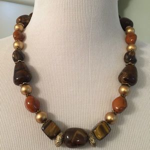 Polished Stone and Bead Necklace